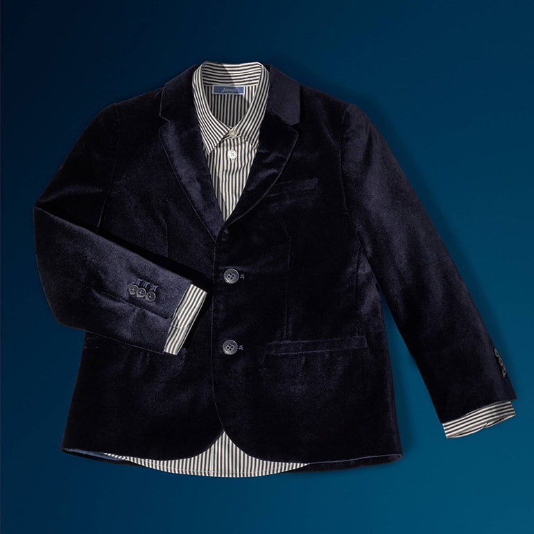 Voir la veste velours de Noël pour enfant garçon avec chemise chic