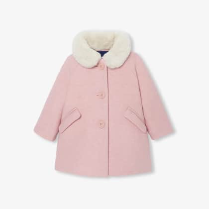 Manteau col effet fourrure bébé fille