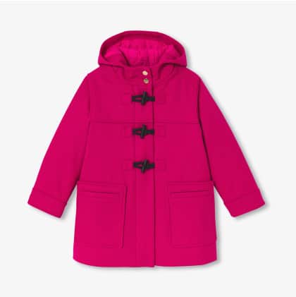 Duffle coat en laine rose enfant fille